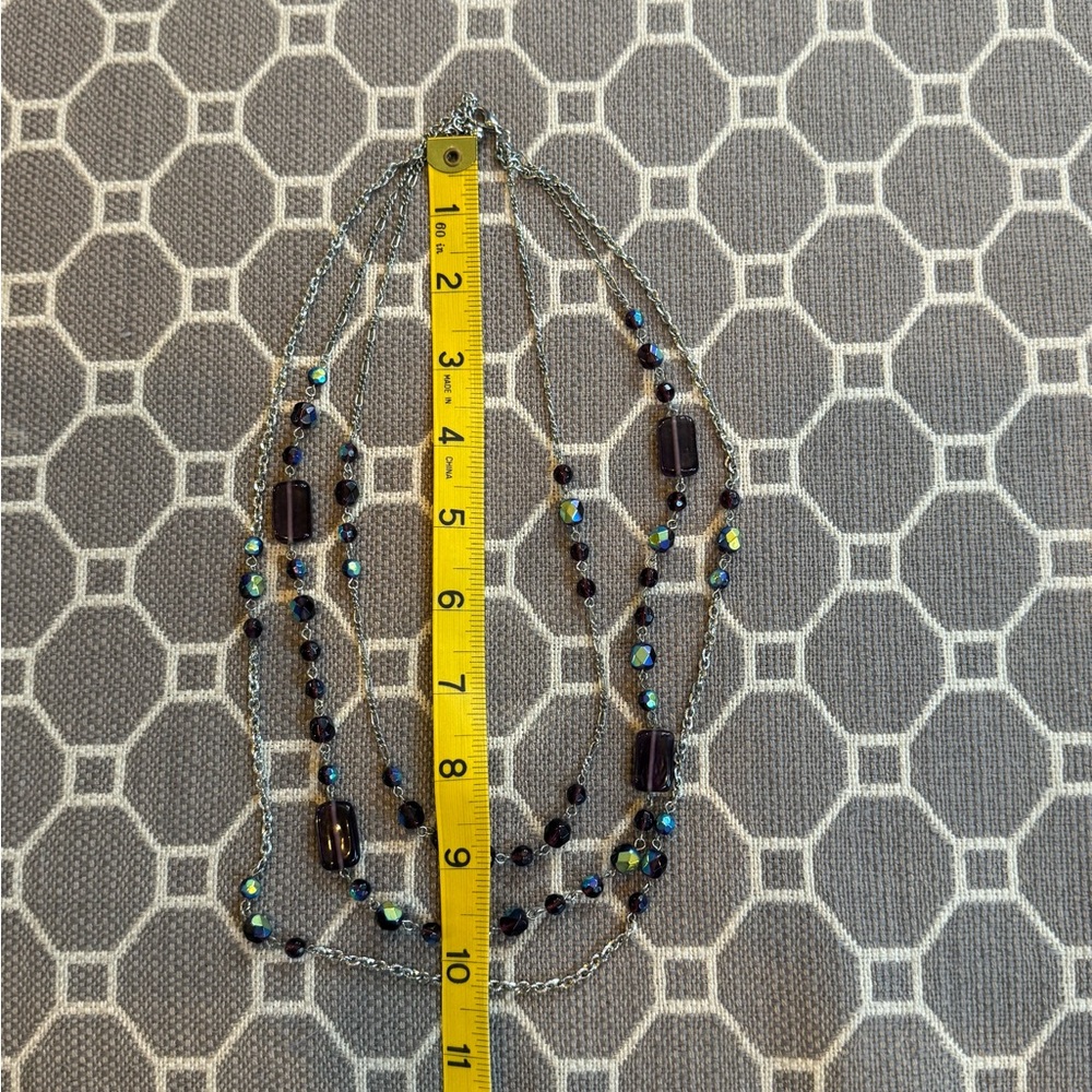 Elegant Multi-Layered Blue, Purple,  and Silver Necklace - Picture 7 of 7